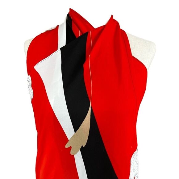 VTG 70s Red & Black Floral Malihini Hawaiian Beach Sarong Halter Maxi Wrap Dress - Picture 2 of 9